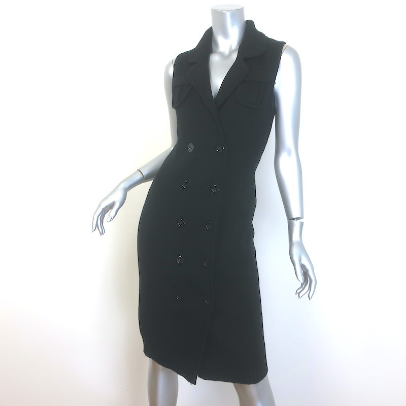 Diane von Furstenberg Lychen Double Breasted Sweater Dress Black Wool Size Small