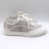 Hermes Get Low Top Sneakers Beige Canvas & White Leather Size 43.5