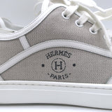 Hermes Get Low Top Sneakers Beige Canvas & White Leather Size 43.5