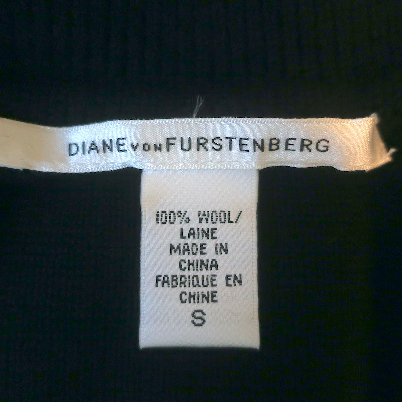 Diane von Furstenberg Lychen Double Breasted Sweater Dress Black Wool Size Small