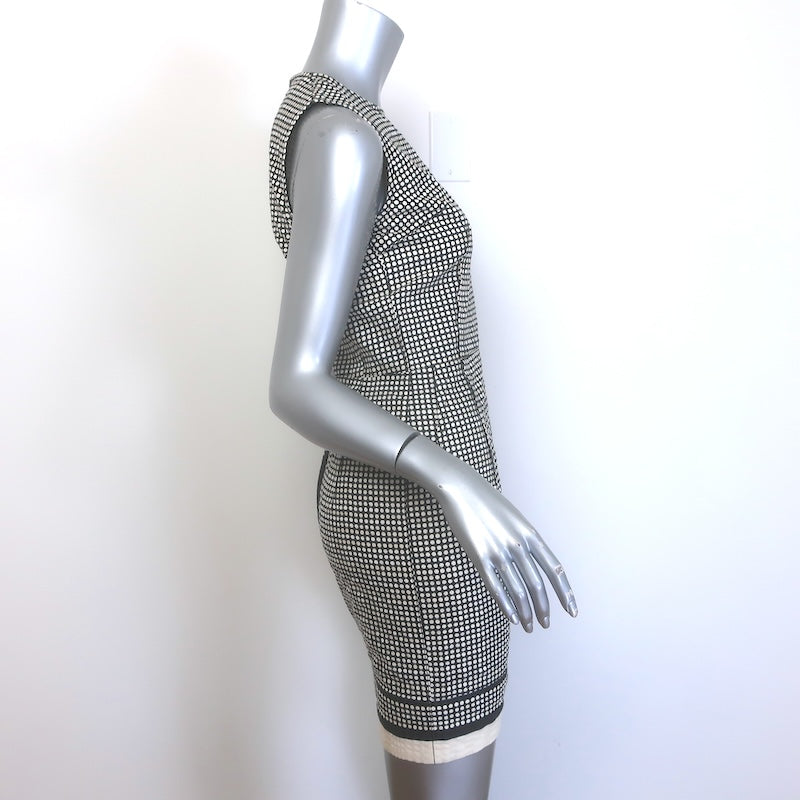 Lanvin Ete 2014 Polka Dot Sleeveless Sheath Dress Cream/Black Cotton Size 36