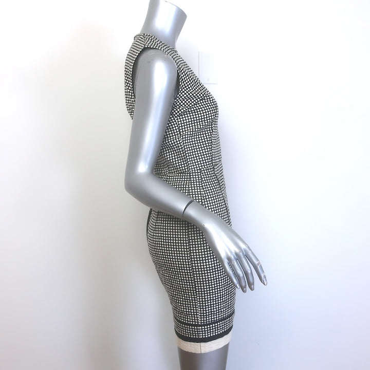 Lanvin Ete 2014 Polka Dot Sleeveless Sheath Dress Cream/Black Cotton Size 36