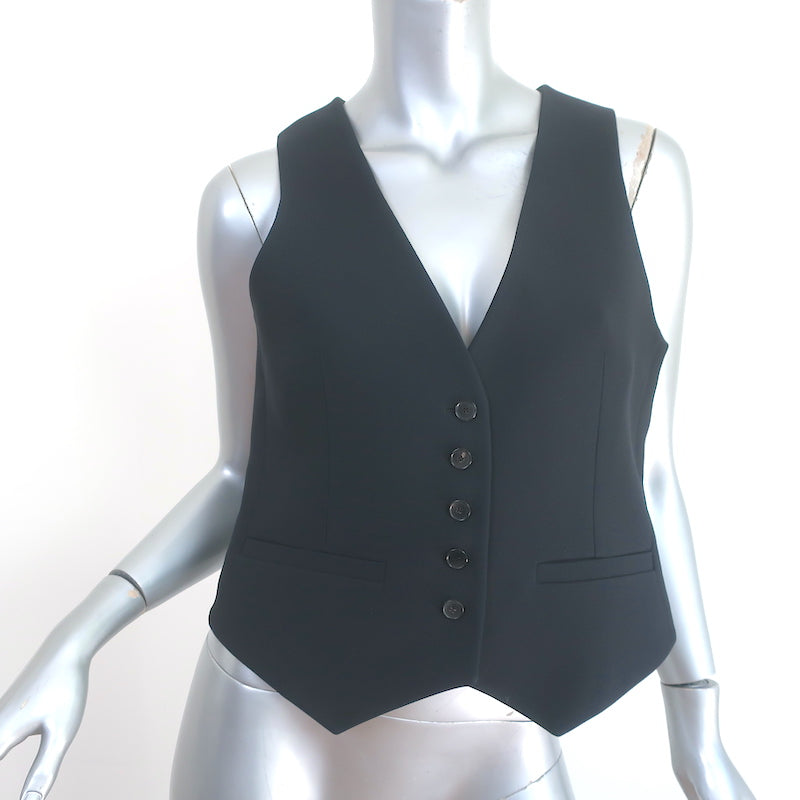 Christian Dior V-Neck Vest Black Wool-Silk Size 40 Celebrity Owned Christian Dior V-Neck Vest Black Wool-Silk Size 40 Celebrity Owned