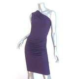 Michael Kors One Shoulder Dress Purple Stretch Jersey Size 6