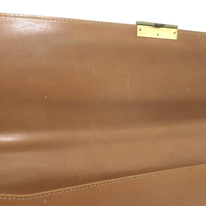 Vintage Gucci Briefcase Beige Leather Web-Strap Messenger Bag