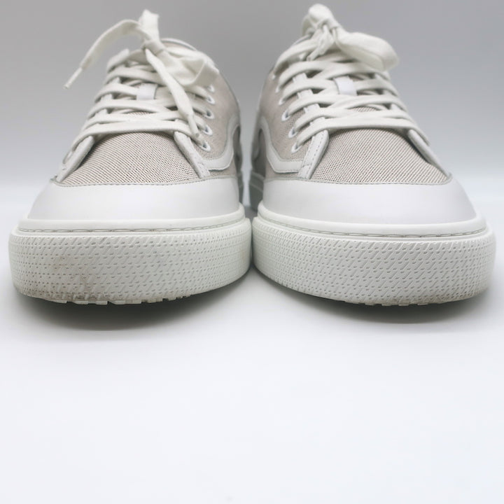 Hermes Get Low Top Sneakers Beige Canvas &amp; White Leather Size 43.5