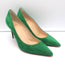 Christian Louboutin Kate 85 Pumps Green Suede Size 38 Pointed Toe Heels NEW