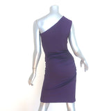 Michael Kors One Shoulder Dress Purple Stretch Jersey Size 6