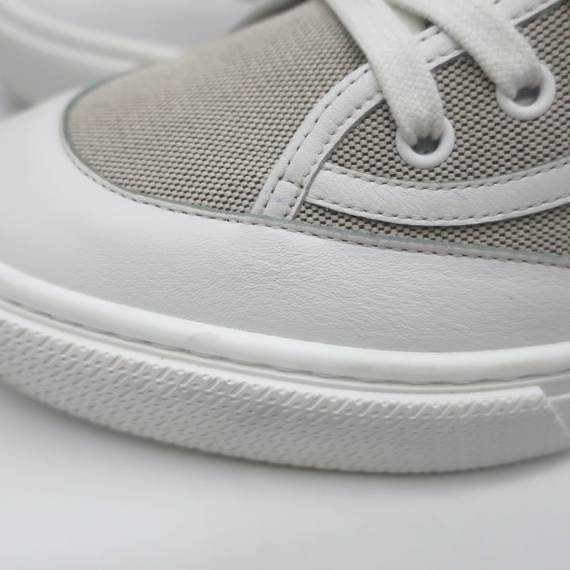 Hermes Get Low Top Sneakers Beige Canvas &amp; White Leather Size 43.5