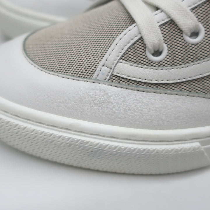 Hermes Get Low Top Sneakers Beige Canvas &amp; White Leather Size 43.5