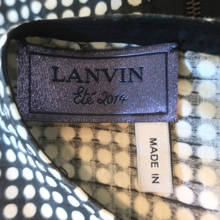 Lanvin Ete 2014 Polka Dot Sleeveless Sheath Dress Cream/Black Cotton Size 36