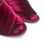 Lemare Crisscross Mule Sandals Burgundy Velvet Size 41 Open Toe Heels