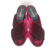 Lemare Crisscross Mule Sandals Burgundy Velvet Size 41 Open Toe Heels