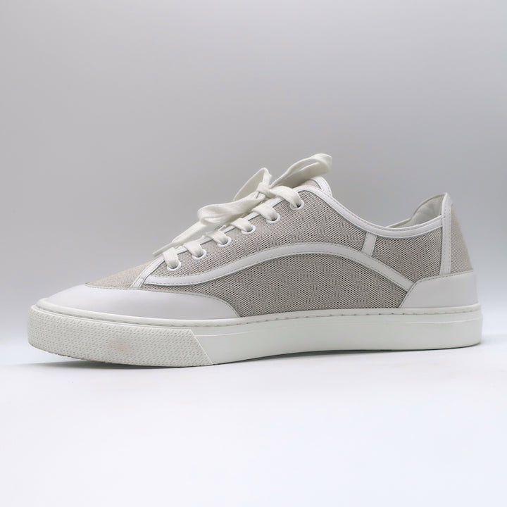 Hermes Get Low Top Sneakers Beige Canvas &amp; White Leather Size 43.5