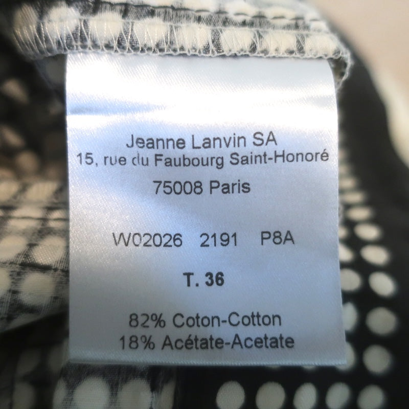 Lanvin Ete 2014 Polka Dot Sleeveless Sheath Dress Cream/Black Cotton Size 36