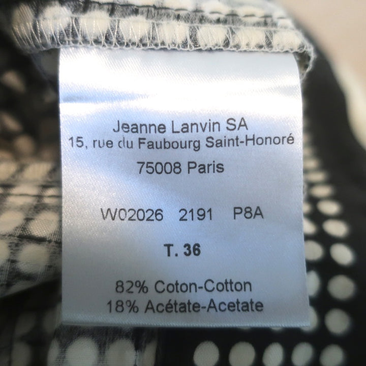 Lanvin Ete 2014 Polka Dot Sleeveless Sheath Dress Cream/Black Cotton Size 36