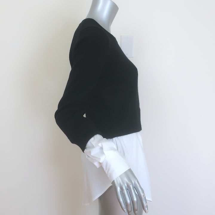 Veronica Beard Amirah Mixed Media Sweater Black Wool Size Extra Small NEW