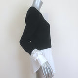 Veronica Beard Amirah Mixed Media Sweater Black Wool Size Extra Small NEW