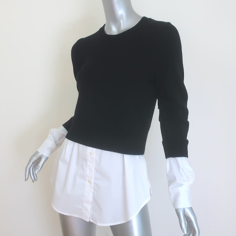 Veronica Beard Amirah Mixed Media Sweater Black Wool Size Extra Small NEW