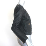 L'Agence Jayde Collarless Open-Front Leather Jacket Black Size 2
