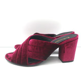 Lemare Crisscross Mule Sandals Burgundy Velvet Size 41 Open Toe Heels
