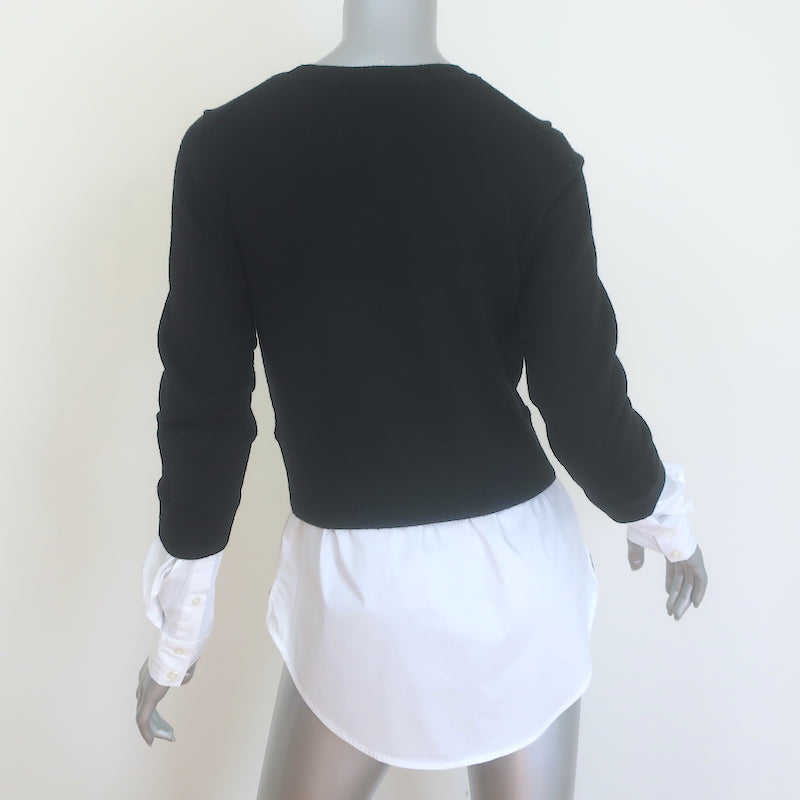 Veronica Beard Amirah Mixed Media Sweater Black Wool Size Extra Small NEW