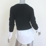 Veronica Beard Amirah Mixed Media Sweater Black Wool Size Extra Small NEW