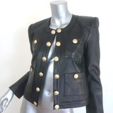 L'Agence Jayde Collarless Open-Front Leather Jacket Black Size 2