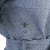 Christian Dior Belted Chambray Shirt Blue Cotton-Blend Size 38 Short Sleeve Top