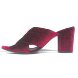 Lemare Crisscross Mule Sandals Burgundy Velvet Size 41 Open Toe Heels