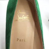 Christian Louboutin Kate 85 Pumps Green Suede Size 38 Pointed Toe Heels NEW