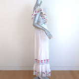 Celia B Embroidered Maxi Dress White Cotton Size Medium