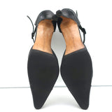 Manolo Blahnik d'Orsay Cap Toe Mary Jane Pumps Black Patent & Leather Size 39