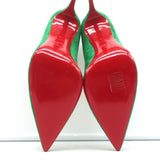 Christian Louboutin Kate 85 Pumps Green Suede Size 38 Pointed Toe Heels NEW