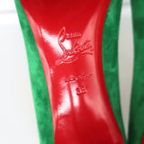 Christian Louboutin Kate 85 Pumps Green Suede Size 38 Pointed Toe Heels NEW