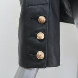 L'Agence Jayde Collarless Open-Front Leather Jacket Black Size 2
