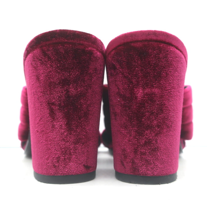 Lemare Crisscross Mule Sandals Burgundy Velvet Size 41 Open Toe Heels
