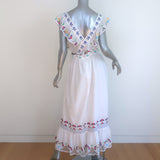Celia B Embroidered Maxi Dress White Cotton Size Medium