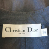 Christian Dior Belted Chambray Shirt Blue Cotton-Blend Size 38 Short Sleeve Top