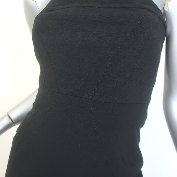 Zac Posen Strapless Bustier Mini Dress Black Stretch Crepe Size 4
