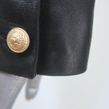 L'Agence Jayde Collarless Open-Front Leather Jacket Black Size 2