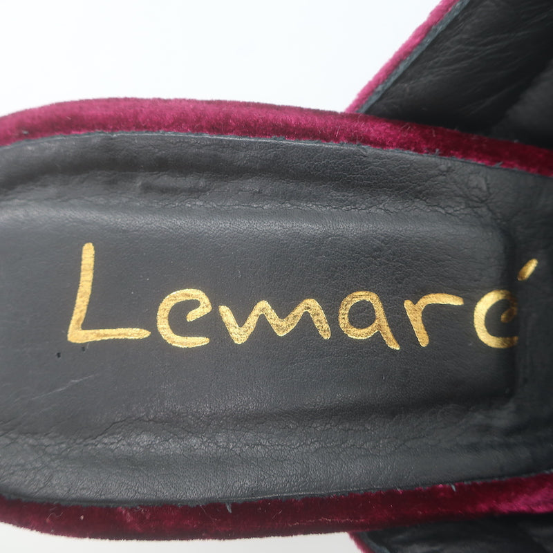 Lemare Crisscross Mule Sandals Burgundy Velvet Size 41 Open Toe Heels