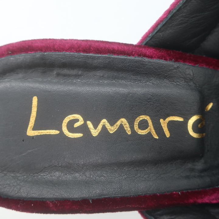 Lemare Crisscross Mule Sandals Burgundy Velvet Size 41 Open Toe Heels