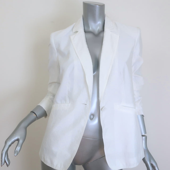 Cinq a Sept Khloe Tumbled Woven Blazer White Size 00 One-Button Jacket