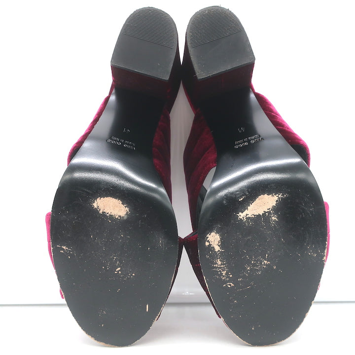 Lemare Crisscross Mule Sandals Burgundy Velvet Size 41 Open Toe Heels