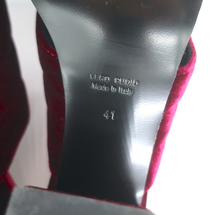 Lemare Crisscross Mule Sandals Burgundy Velvet Size 41 Open Toe Heels
