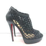 Christian Louboutin Coussin 140 Caged Booties Black Leather Size 41