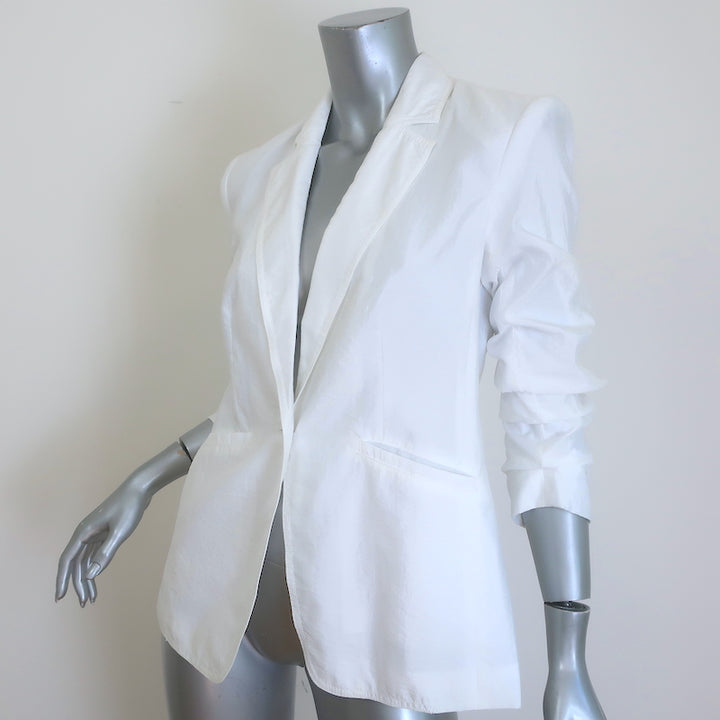 Cinq a Sept Khloe Tumbled Woven Blazer White Size 00 One-Button Jacket