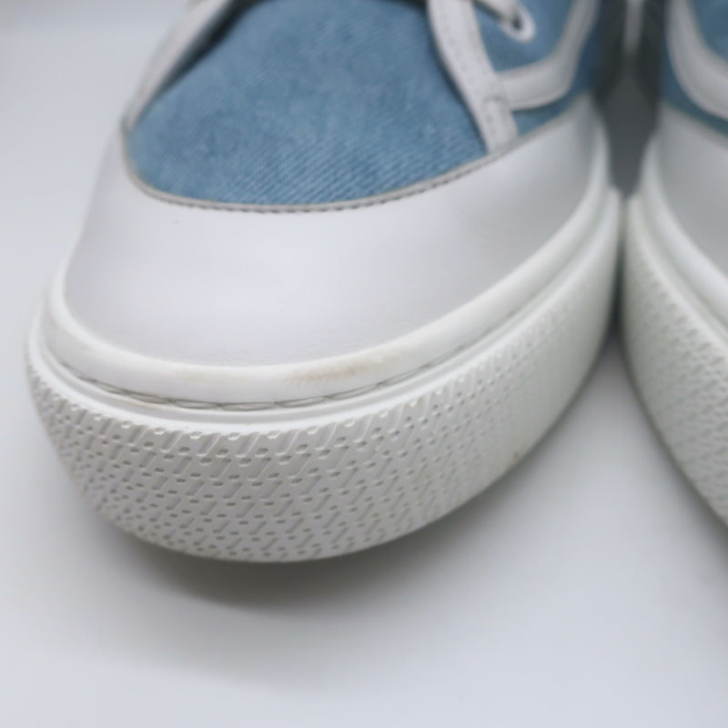 Hermes Get Low Top Sneakers Blue Denim &amp; White Leather Size 43.5