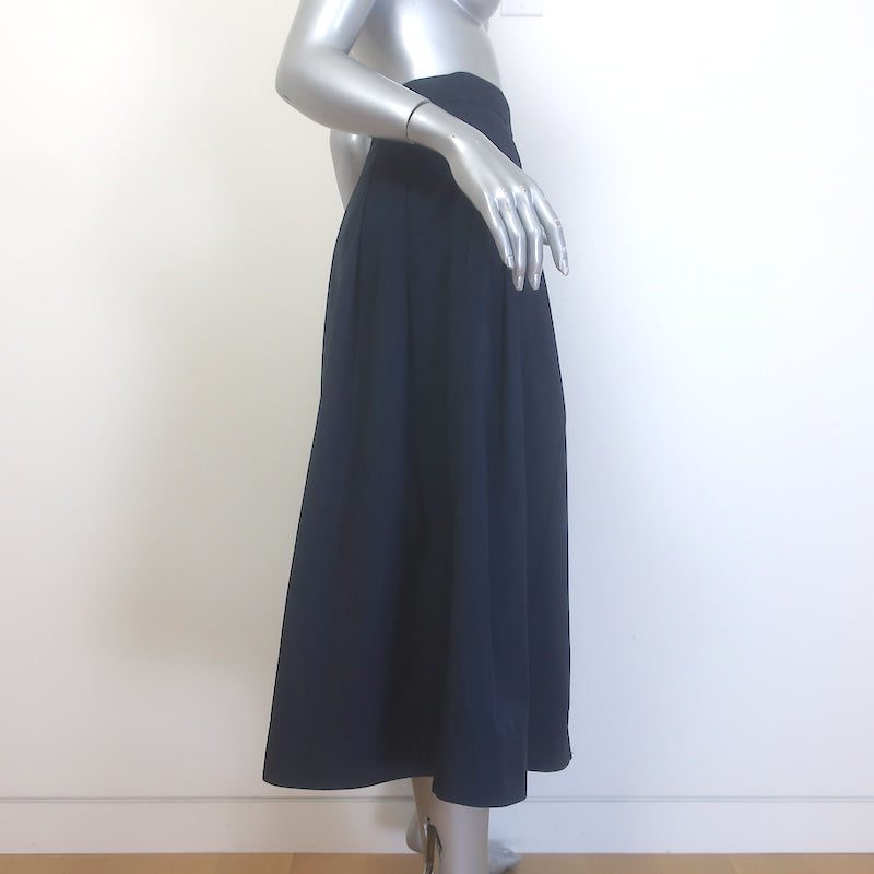 Ulla Johnson Petra Pleated Button-Front Midi Skirt Navy Cotton Size 00